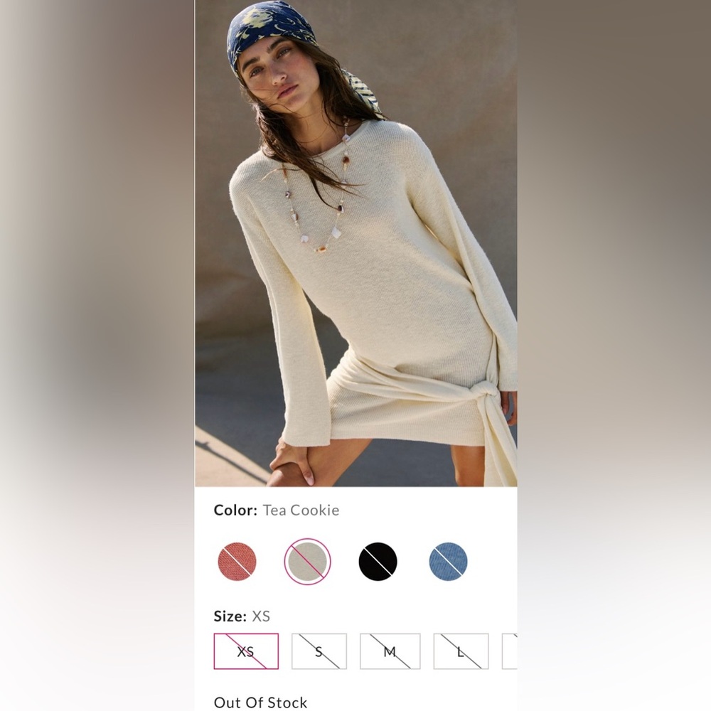 Free People - Free-est ~ Spencer Fine Gauge Mini Dress ~ Neutral ~ NWT ~ XS - Picture 9 of 10